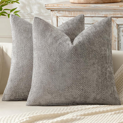 MIULEE Decorative Couch Throw Pillow Covers 18x18 Inch Neutral Beige 2 Pack
