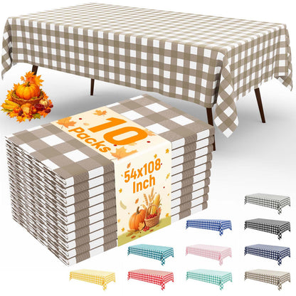 misaya 4 Packs Buffalo Disposable Table Cloth, 54 x 108 Inch Waterproof Plastic Tablecloth, Rectangle Red and White Checkered Table Covers for Picnic, Birthday, Party, Back to School
