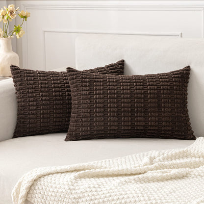 MIULEE Corduroy Decorative Throw Pillow Covers 18x18 Cream White Pack of 2
