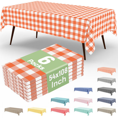 misaya 4 Packs Buffalo Disposable Table Cloth, 54 x 108 Inch Waterproof Plastic Tablecloth, Rectangle Red and White Checkered Table Covers for Picnic, Birthday, Party, Back to School