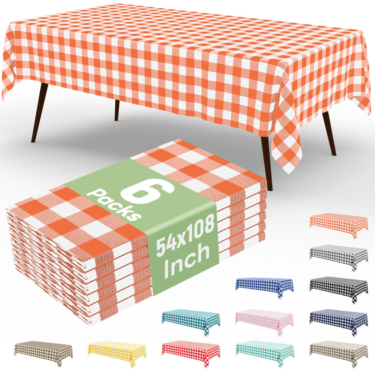 misaya 4 Packs Buffalo Disposable Table Cloth, 54 x 108 Inch Waterproof Plastic Tablecloth, Rectangle Red and White Checkered Table Covers for Picnic, Birthday, Party, Back to School