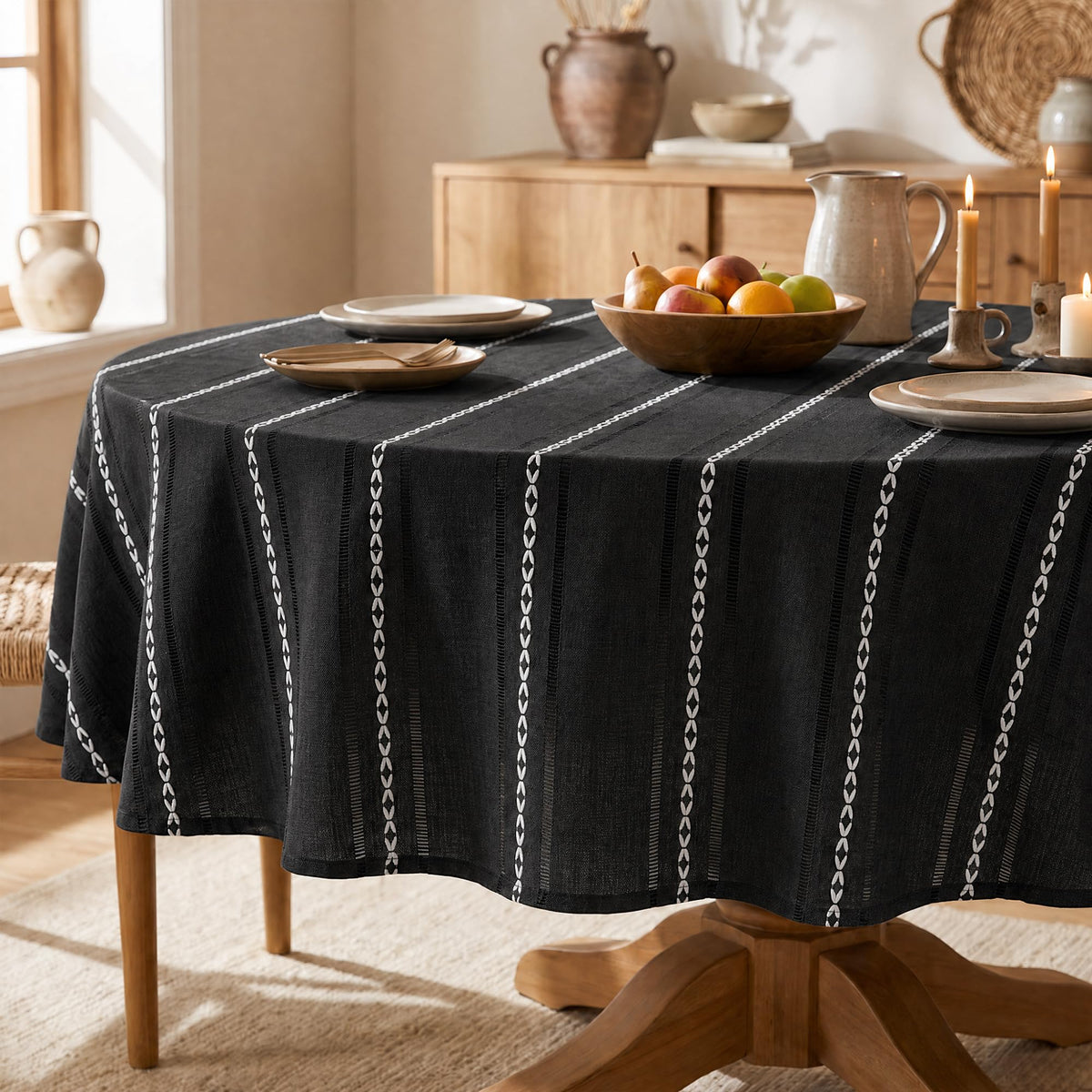 Horaldaily Beige Rectangular Tablecloth, 60×84 Inch, Farmhouse Decor