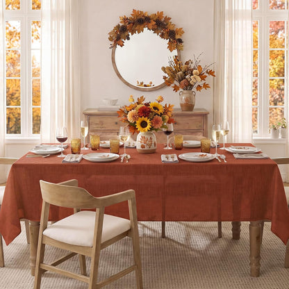 NOVILYS Rust Fall Rectangle Tablecloth with Linen Textured, 60 x 84 Inch