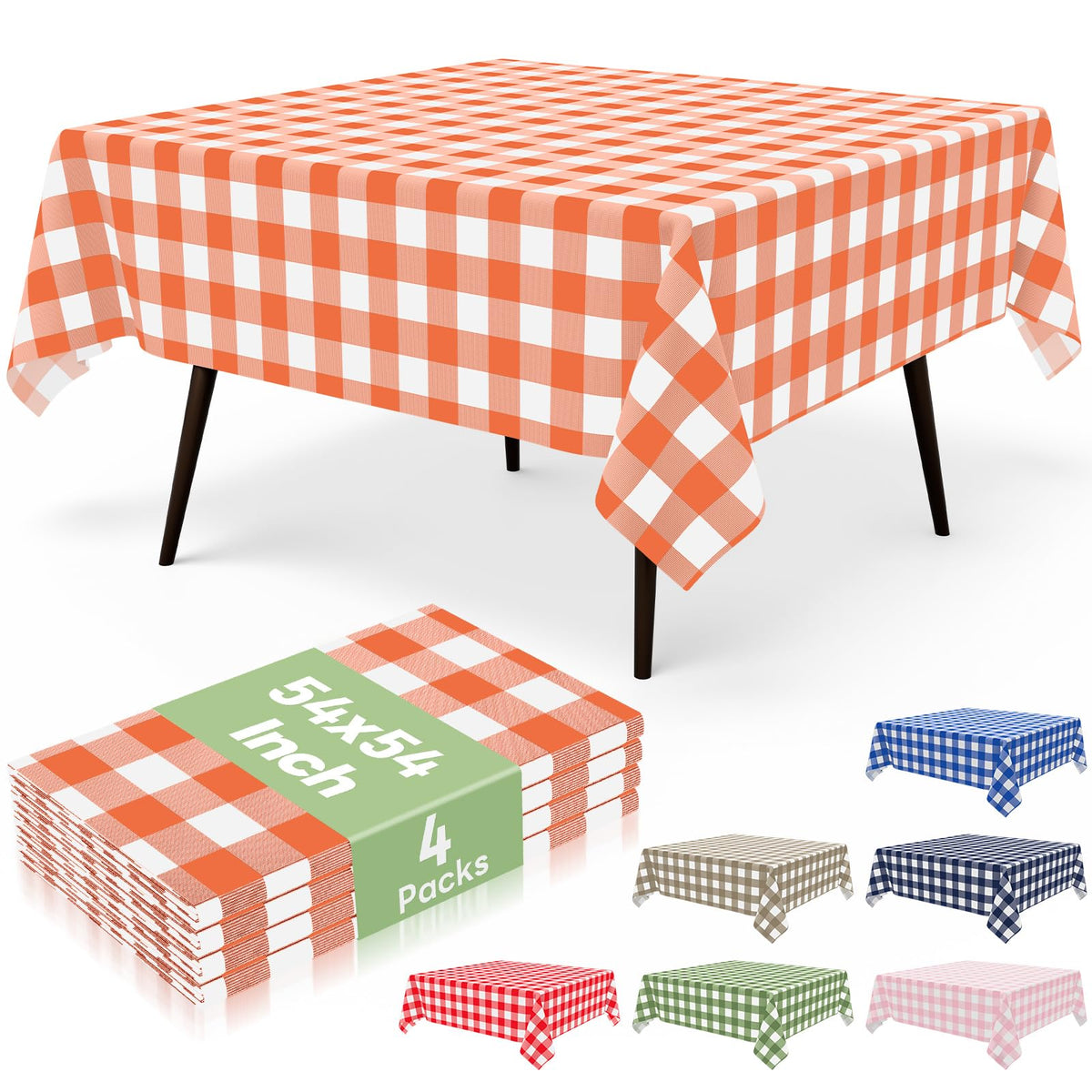 misaya 4 Packs 54 x 78 Inch Checkered Disposable Table Cloth