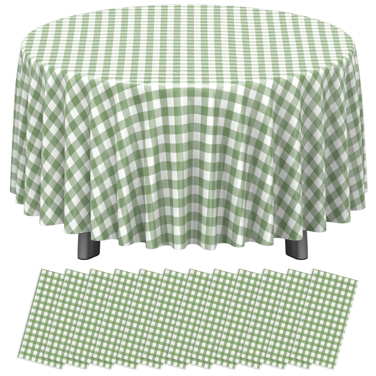 12 Pack Blue and White Plastic Checkered Tablecloth, Premium Decorative Disposable Blue Gingham Plaid Table Cloths for Parties, Rectangle Party Table Cover for Picnic Farm Birthday Wedding, 54x108Inch