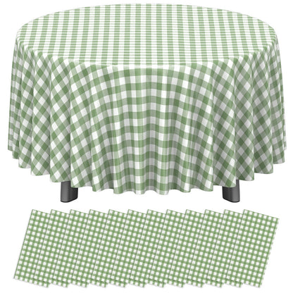 12 Pack Blue and White Plastic Checkered Tablecloth, Premium Decorative Disposable Blue Gingham Plaid Table Cloths for Parties, Rectangle Party Table Cover for Picnic Farm Birthday Wedding, 54x108Inch