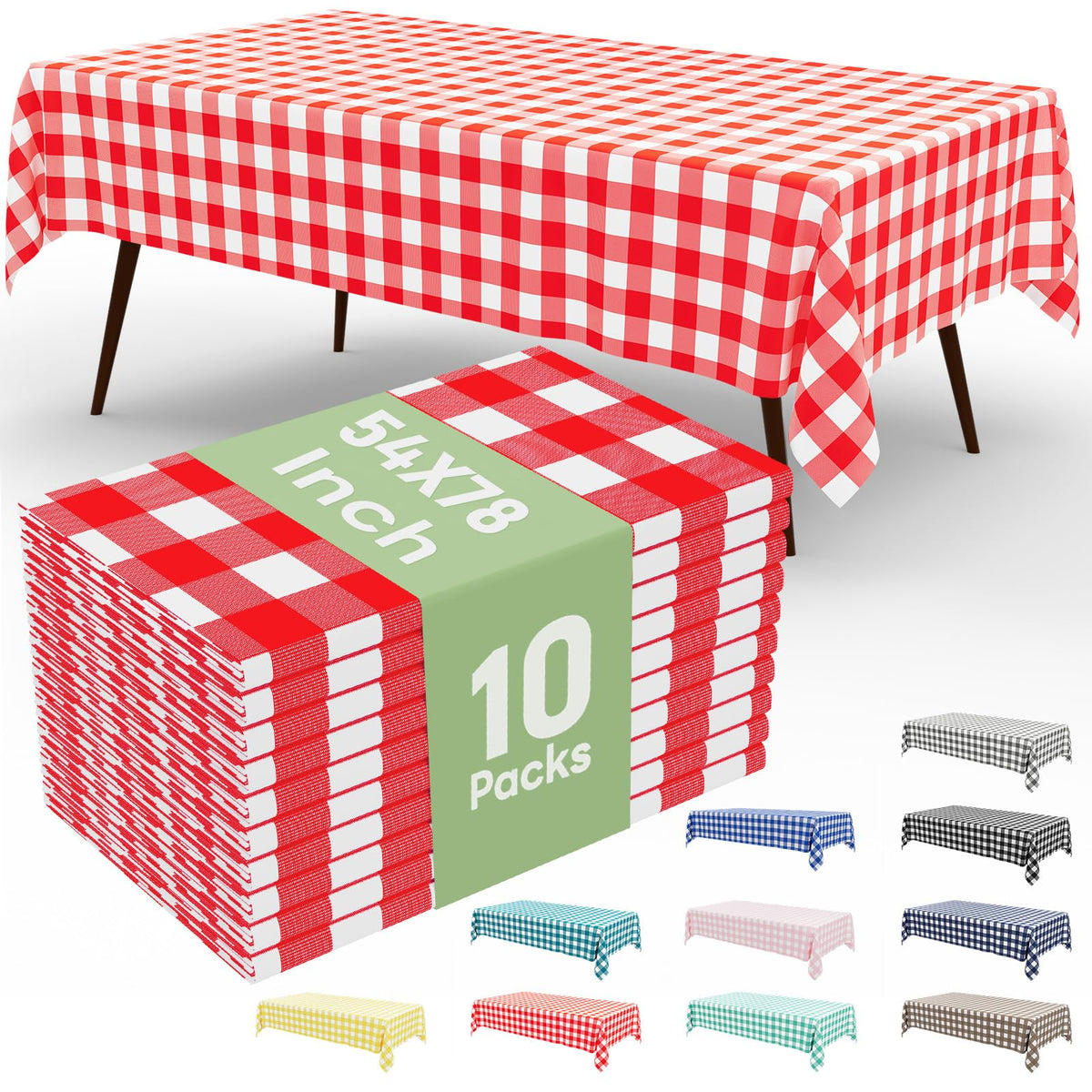 misaya 4 Packs 54 x 78 Inch Checkered Disposable Table Cloth