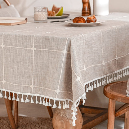 Deep Dream Tablecloths, Waterproof Table Cloth, Linens Wrinkle Free Anti-Fading, Rustic Table Cover Decoration for Kitchen Dinning Christmas (Rectangle/Oblong, 55''x70'',4-6 Seats, Light Coffee)