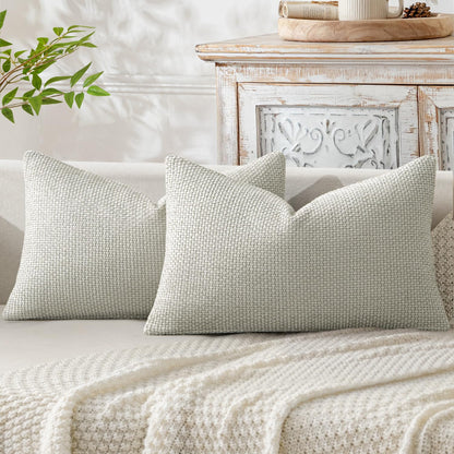 MIULEE Decorative Couch Throw Pillow Covers 18x18 Inch Neutral Beige 2 Pack