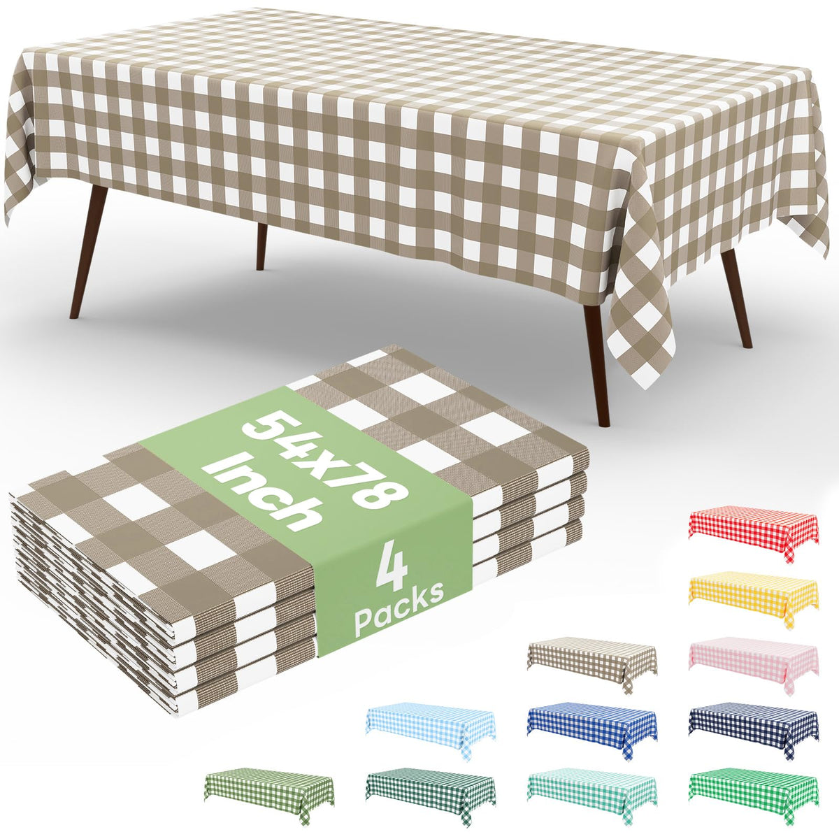 misaya 4 Packs 54 x 78 Inch Checkered Disposable Table Cloth