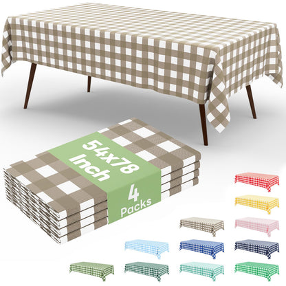 misaya 4 Packs 54 x 78 Inch Checkered Disposable Table Cloth
