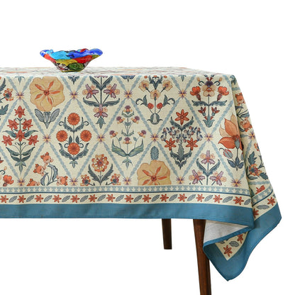 ISAENNE Designer French Linen Rectangular Tablecloth,118"x67"-Cornucopia