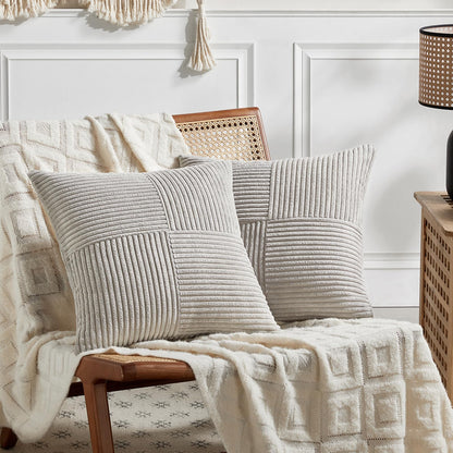 Fancy Homi 2 Packs Rust Boho Decorative Throw Pillow Covers 18x18 Inch for Couch Bed Sofa, Farmhouse Fall Home Decor, Soft Corss Corduroy Patchwork Textured Terracotta Accent Cushion Case 45x45 cm