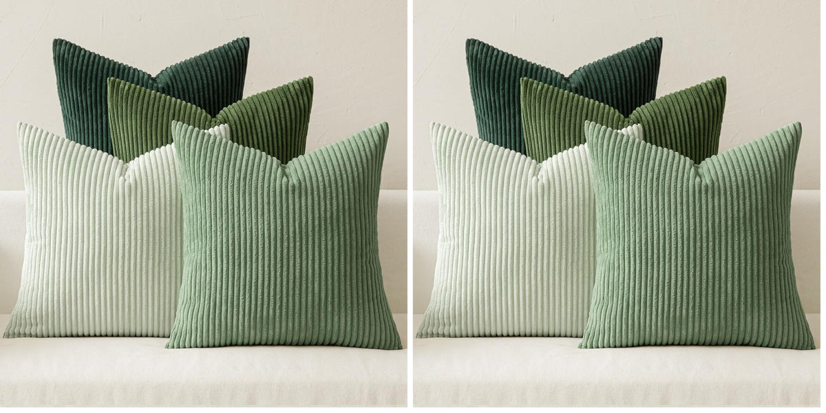 MIULEE Soft Corduroy Decorative Throw Pillow Covers Forest Green 18x18