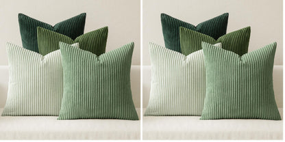 MIULEE Soft Corduroy Decorative Throw Pillow Covers Forest Green 18x18