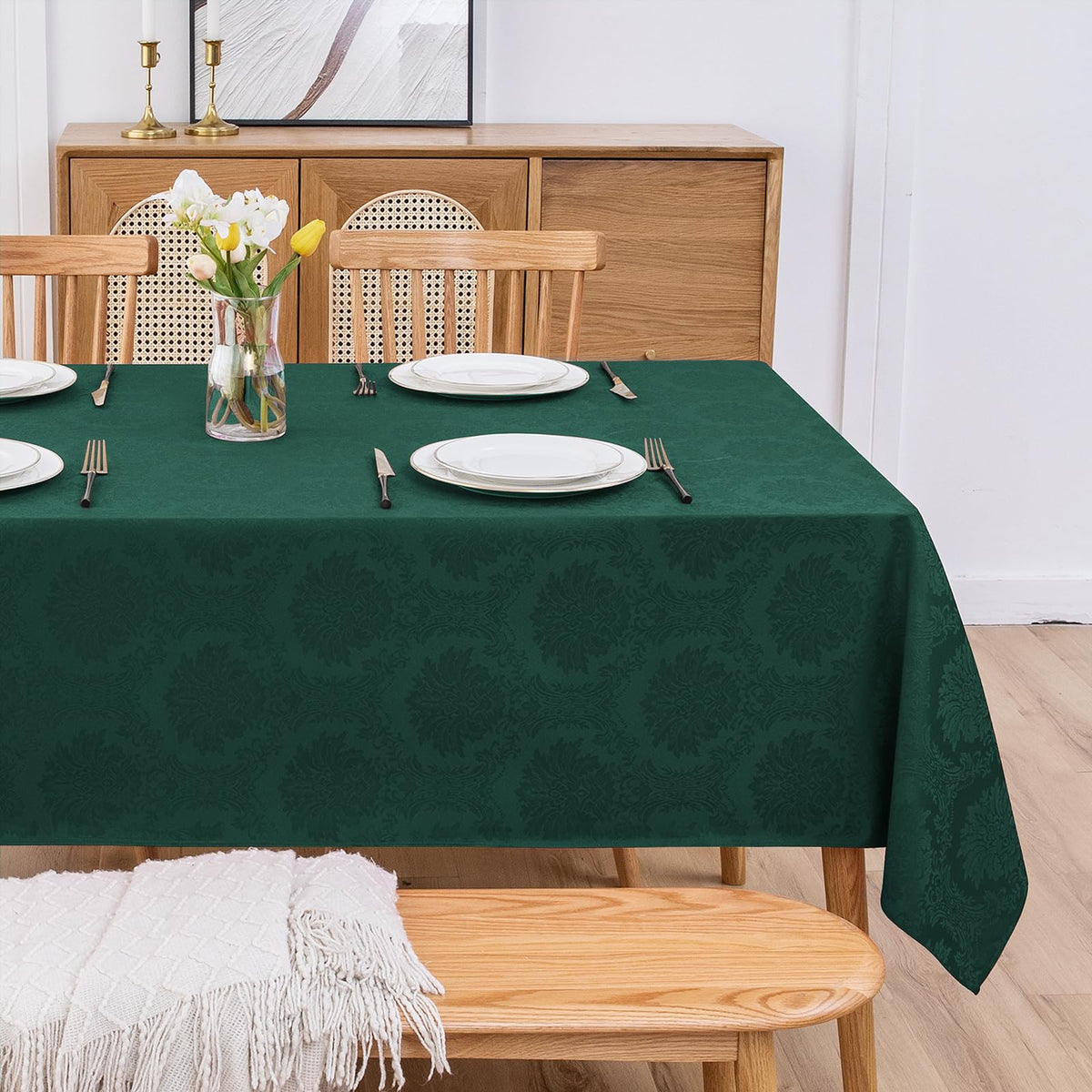Romanstile Fall Jacquard Rectangle Tablecloth, Thanksgiving Dining Decor