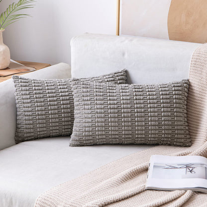 MIULEE Corduroy Decorative Throw Pillow Covers 18x18 Cream White Pack of 2