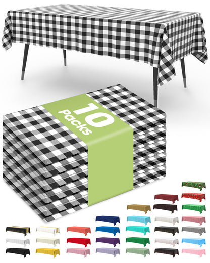Pureegg Plastic Table Cloth Disposable 54x108 Inch 10 Pack, White