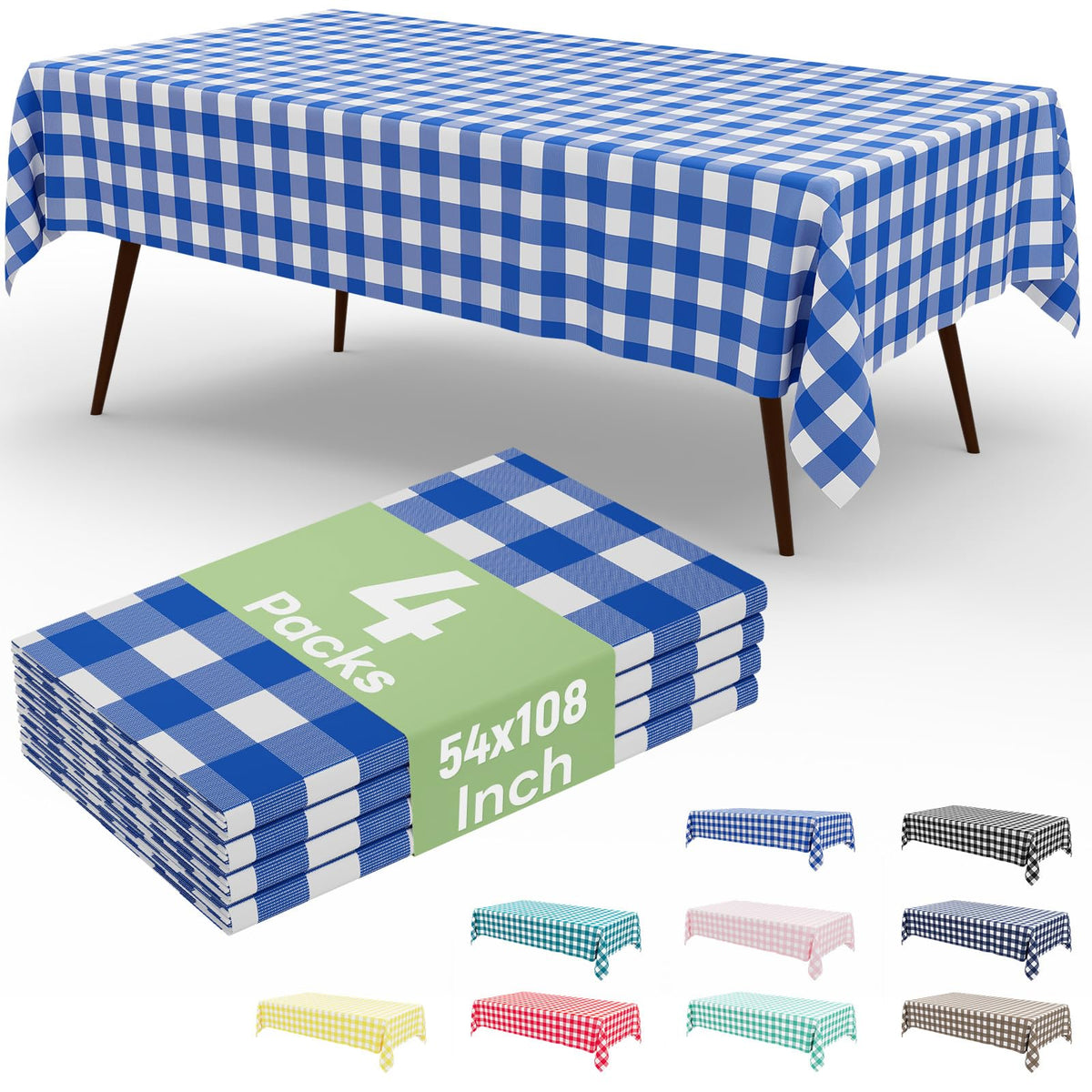 misaya 4 Packs Buffalo Disposable Table Cloth, 54 x 108 Inch Waterproof Plastic Tablecloth, Rectangle Red and White Checkered Table Covers for Picnic, Birthday, Party, Back to School