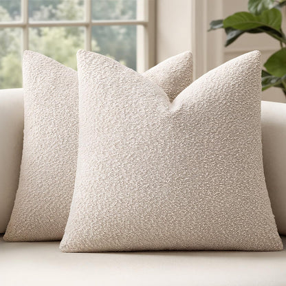 MIULEE 20x20 Decorative Boucle Couch Pillow Covers Brown