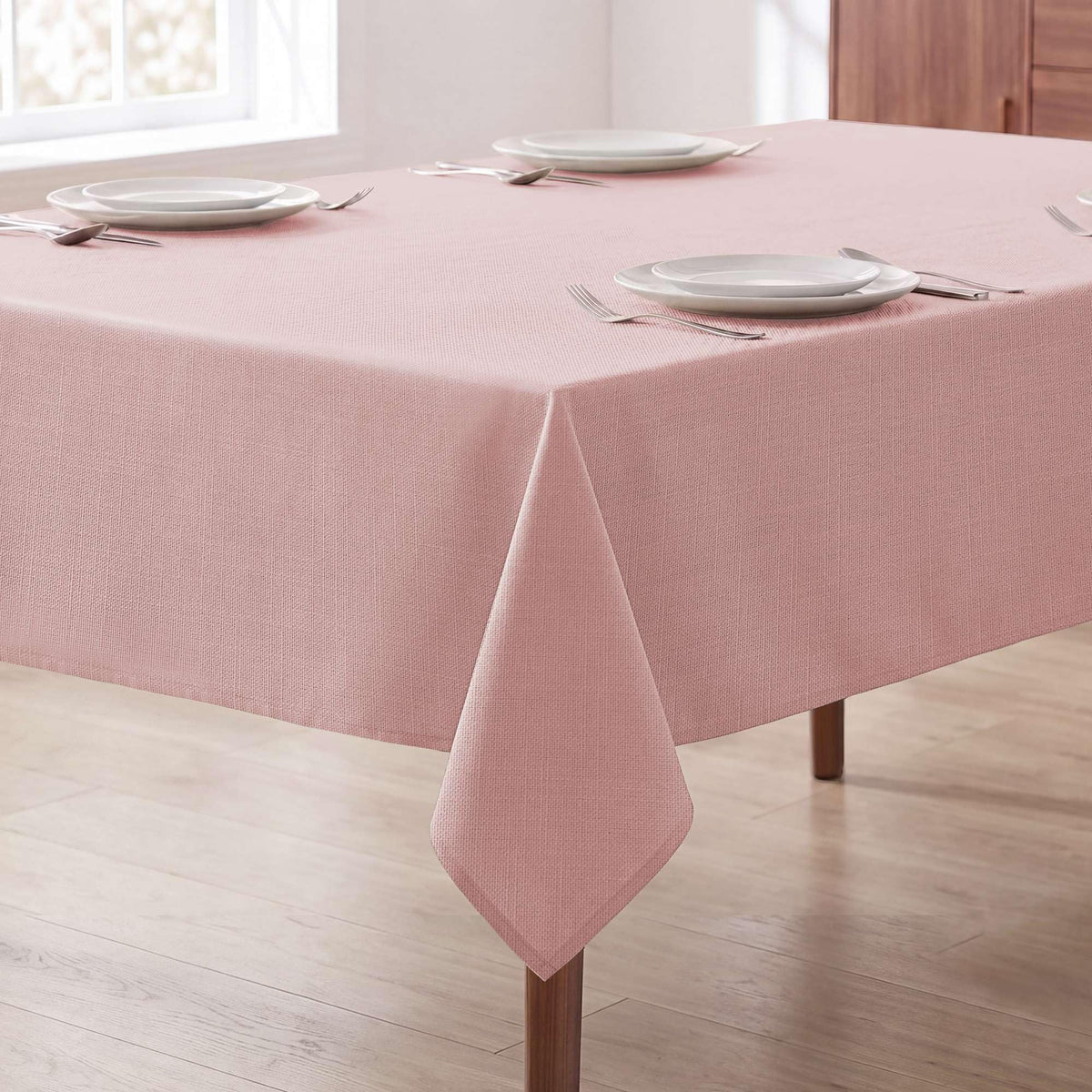 H.VERSAILTEX Linen Textured Table Cloths 60 x 120 Inch Premium Solid Tablecloth Spill-Proof Waterproof Table Cover for Dining Buffet Feature Extra Soft and Thick Fabric Wrinkle Free, Taupe