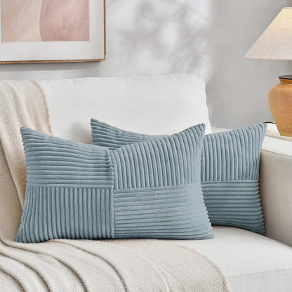 Fancy Homi 2 Packs Rust Boho Decorative Throw Pillow Covers 18x18 Inch for Couch Bed Sofa, Farmhouse Fall Home Decor, Soft Corss Corduroy Patchwork Textured Terracotta Accent Cushion Case 45x45 cm