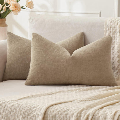MIULEE Olive Green Chenille Couch Throw Pillow Covers, 18x18