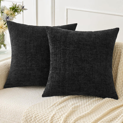 MIULEE Soft Chenille Fall Throw Pillow Covers Burnt Orange 18x18 Pack of 2