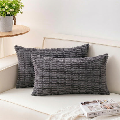 Pack of 2 Corduroy Decorative Throw Pillow Covers 18x18 Inch, Cream White