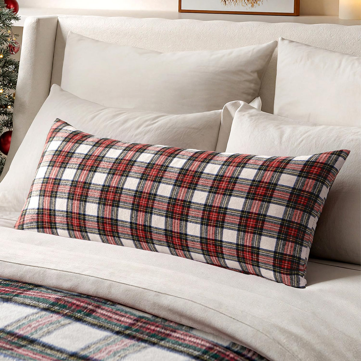 MIULEE Fall Plaid Pillow Covers Scottish Tartan 18x18 Terracotta Brown