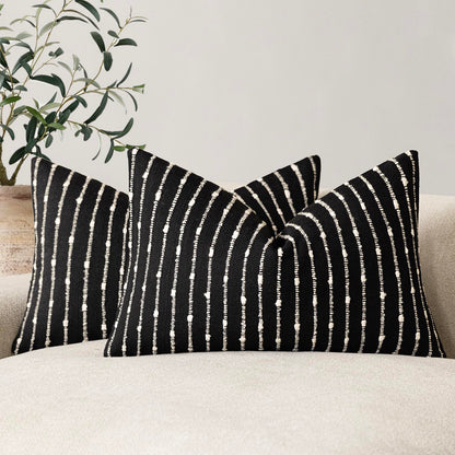 Foindtower Decorative Striped Boucle Throw Pillow Covers 18x18 Inch Camel