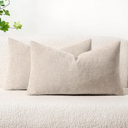 MIULEE Soft Chenille Fall Throw Pillow Covers Burnt Orange 18x18 Pack of 2