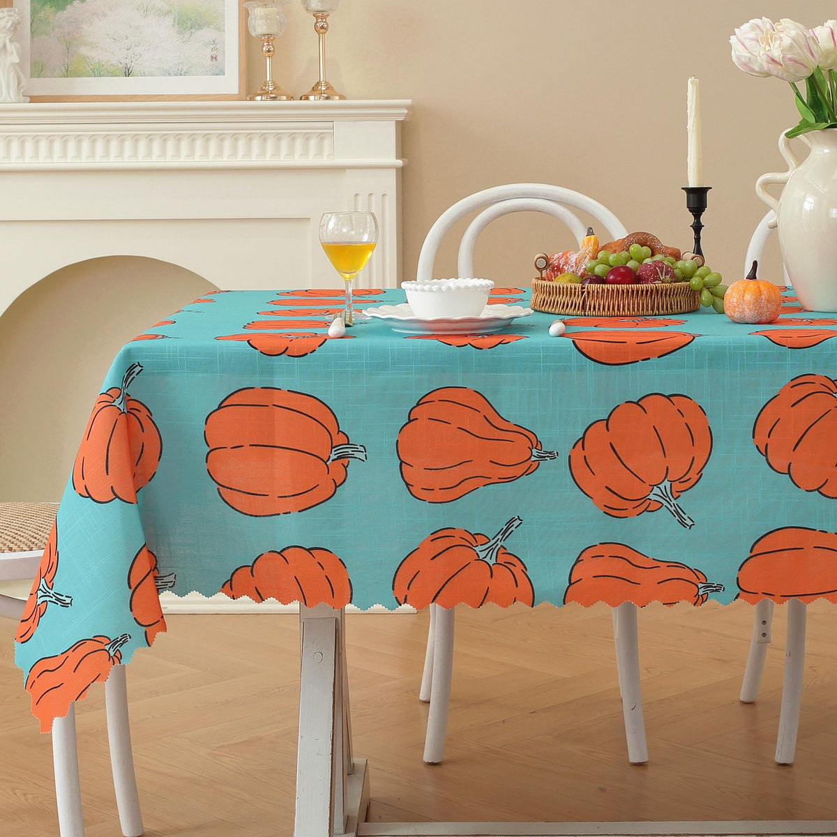 Rectangle Waterproof Tablecloth Linen Textured Table Cloth,Stain and Wrinkle Resistant Washable Fabric Table Cover for Dining, Party, Camping and Outdoor, 52 x 70 Inch, Vine Bloom