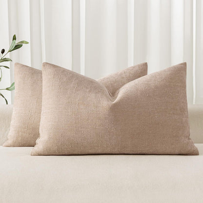 MIULEE Textured Chenille Throw Pillow Covers 20x20 Inch Taupe Grey