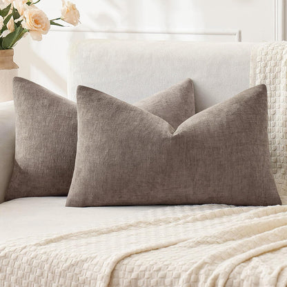 MIULEE Olive Green Chenille Couch Throw Pillow Covers, 18x18