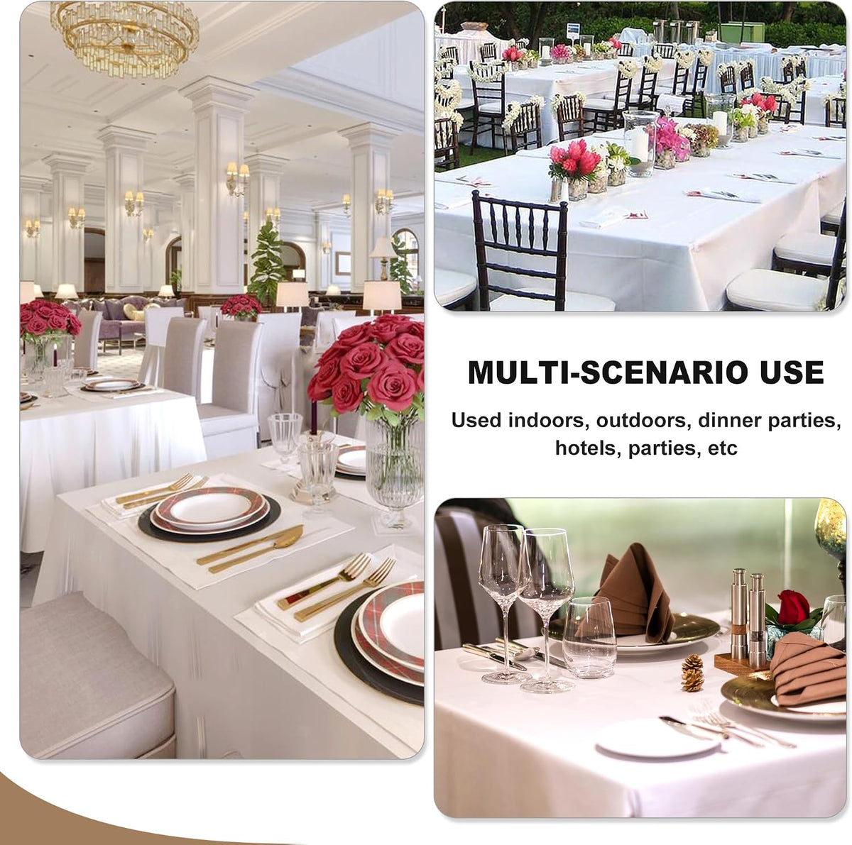 Fitable 6 Pack Ivory Tablecloths 70x120 Inch for 6-8 Ft Rectangle Tables