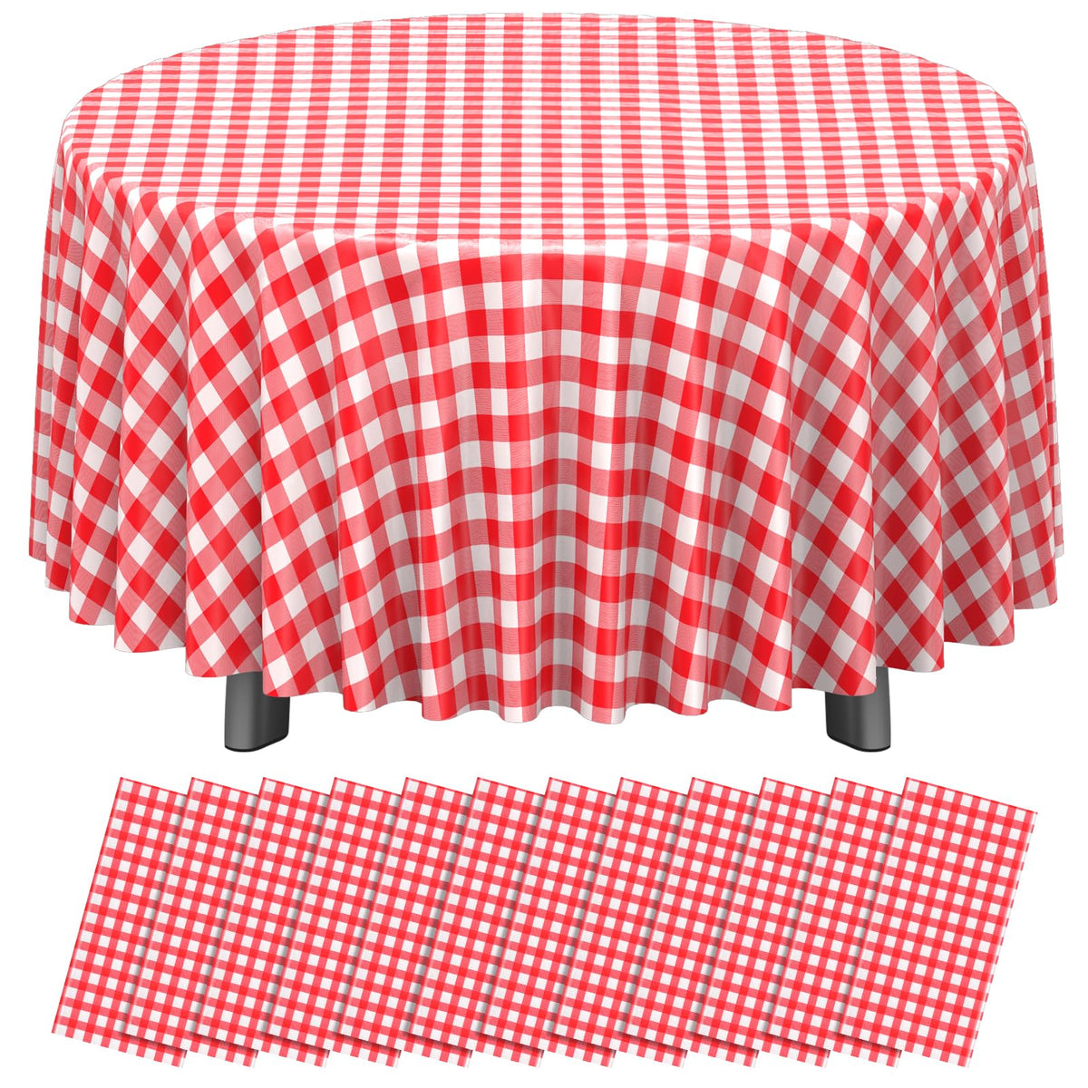 12 Pack Blue and White Plastic Checkered Tablecloth, Premium Decorative Disposable Blue Gingham Plaid Table Cloths for Parties, Rectangle Party Table Cover for Picnic Farm Birthday Wedding, 54x108Inch