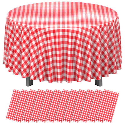 12 Pack Blue and White Plastic Checkered Tablecloth, Premium Decorative Disposable Blue Gingham Plaid Table Cloths for Parties, Rectangle Party Table Cover for Picnic Farm Birthday Wedding, 54x108Inch