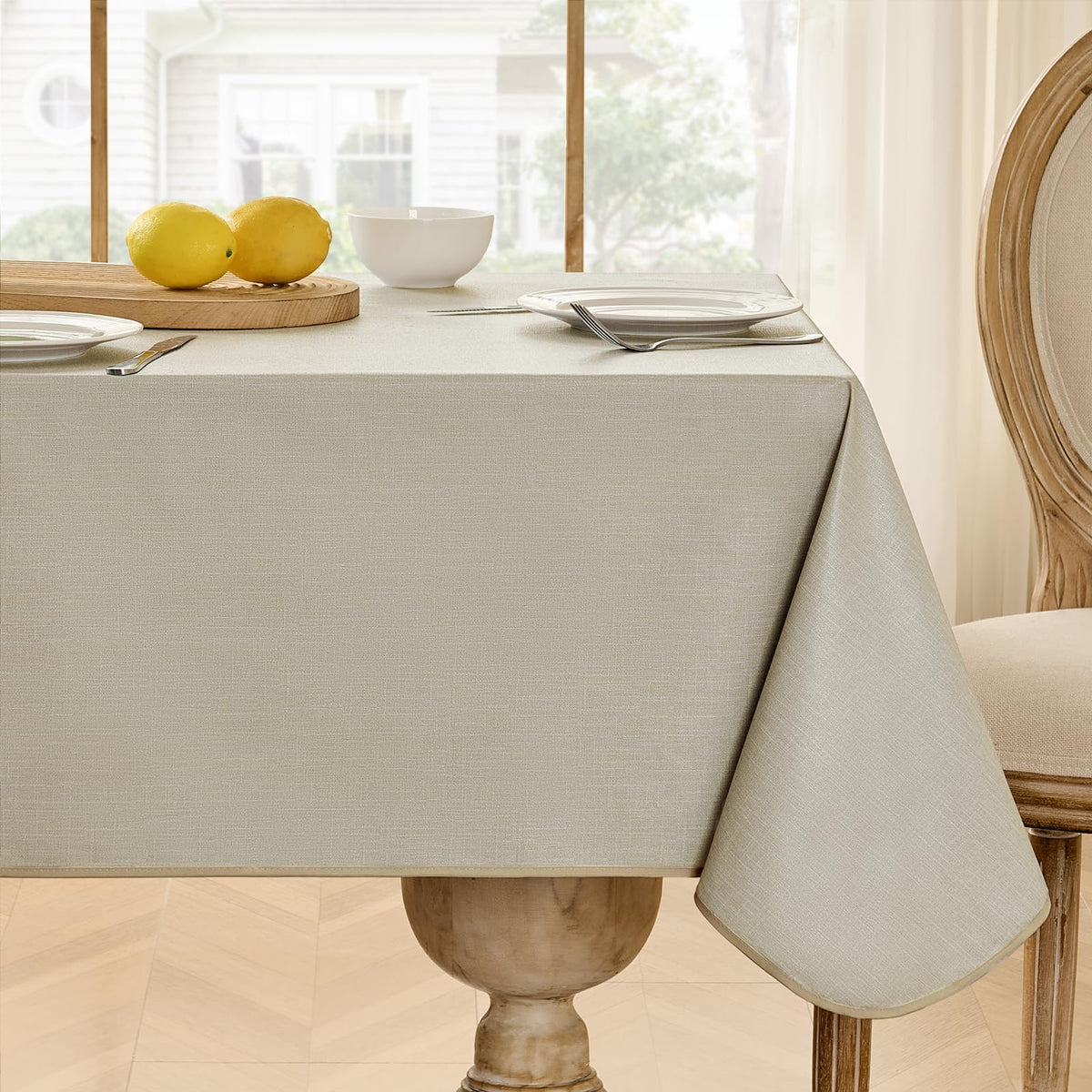 Softalker Outdoor Vinyl Edge Tablecloth Rectangle, 54 x 78 Inch, Sage