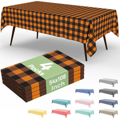 misaya 4 Packs Buffalo Disposable Table Cloth, 54 x 108 Inch Waterproof Plastic Tablecloth, Rectangle Red and White Checkered Table Covers for Picnic, Birthday, Party, Back to School