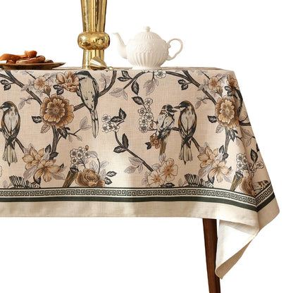 ISAENNE Designer French Linen Rectangular Tablecloth,118"x67"-Cornucopia