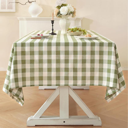 Laolitou Spring Pink Gingham Table Cloth Rectangle Tables Buffalo Plaid Checkered Tablecloth Cotton Linen Farmhouse Tablecloths Washable Wrinkle Free for Picnic Kitchen, 60"x75" 4-6 Seats