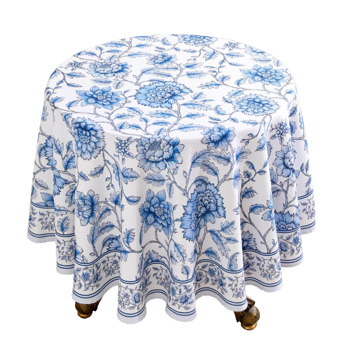 ISAENNE Designer French Linen Rectangular Tablecloth,118"x67"-Cornucopia