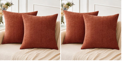 MIULEE Soft Chenille Fall Throw Pillow Covers Burnt Orange 18x18 Pack of 2