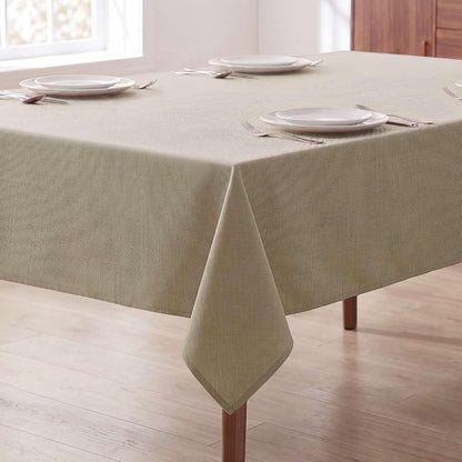 H.VERSAILTEX Linen Textured Table Cloths 60 x 120 Inch Premium Solid Tablecloth Spill-Proof Waterproof Table Cover for Dining Buffet Feature Extra Soft and Thick Fabric Wrinkle Free, Taupe