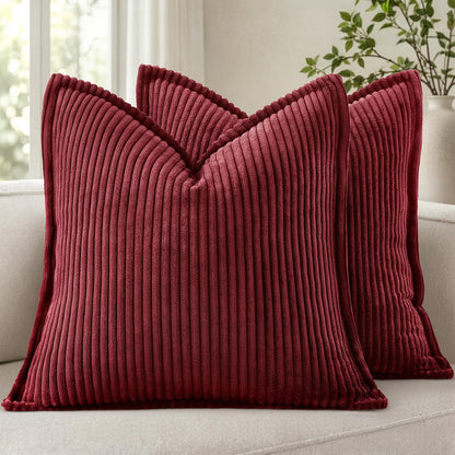 MIULEE Couch Pillow Covers 18x18 Olive Green Textured Corduroy