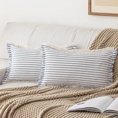 YEENAASY Throw Pillow Covers 18x18 Boho Striped Pillow Cases with Tassel
