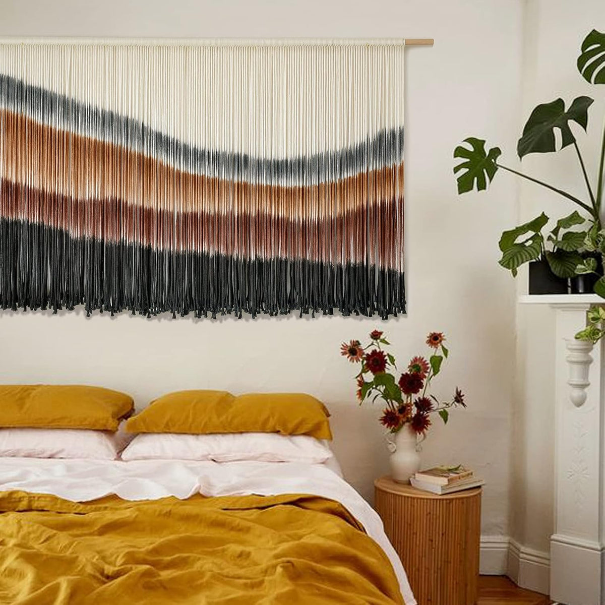 Macrame Wall Hanging Boho Wall Decor Large-Scale Tie-Dye Tapestry 57"W*35"L