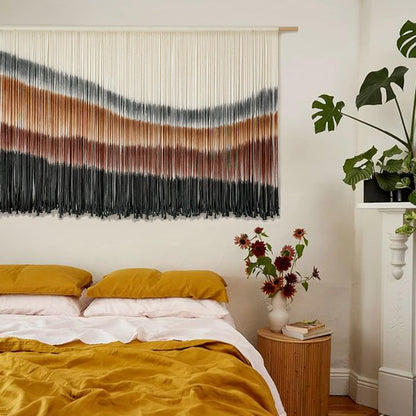 Macrame Wall Hanging Boho Wall Decor Large-Scale Tie-Dye Tapestry 57"W*35"L