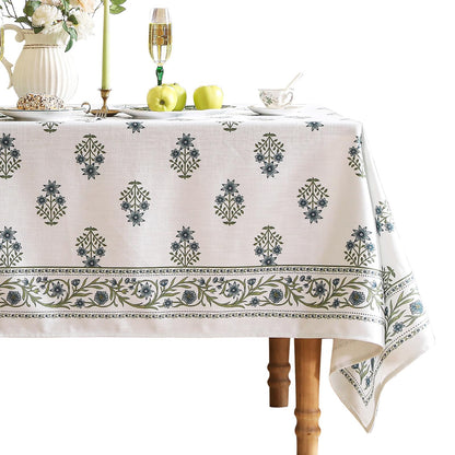 ISAENNE Designer French Linen Rectangular Tablecloth,118"x67"-Cornucopia